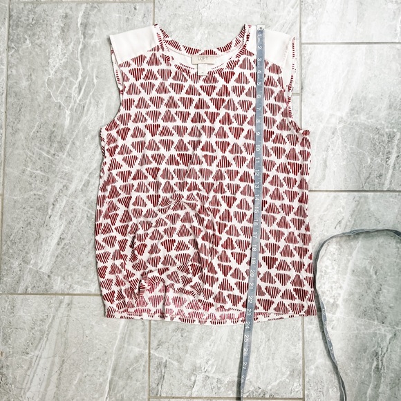 Loft Red Triangle Graphic Print Tank Top Blouse Size Medium - Picture 5 of 7